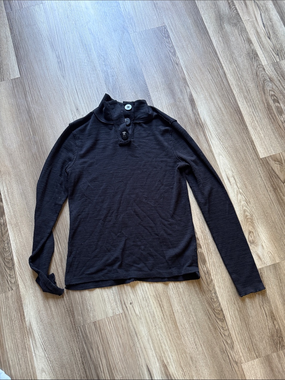 We The Free Black Long Sleeve Henley Top